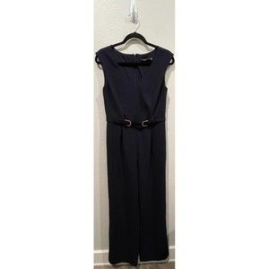 IVANKA TRUMP Sleeveless Navy Blue Zip Back Jumpsuit